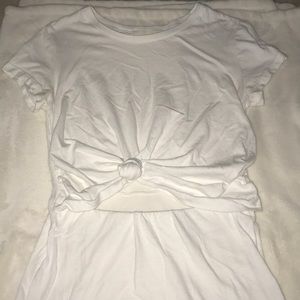 White tie front cut out tight sundress